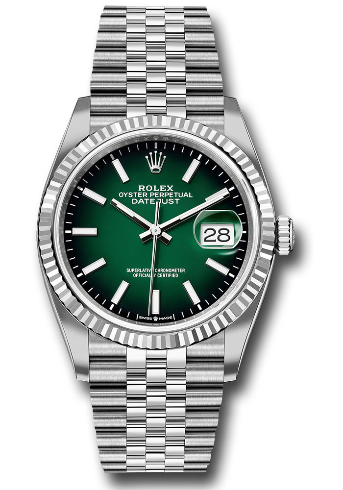 Rolex Watches - Datejust 36 Steel and White Gold - Fluted Bezel - Jubilee - Style No: 126234 goij