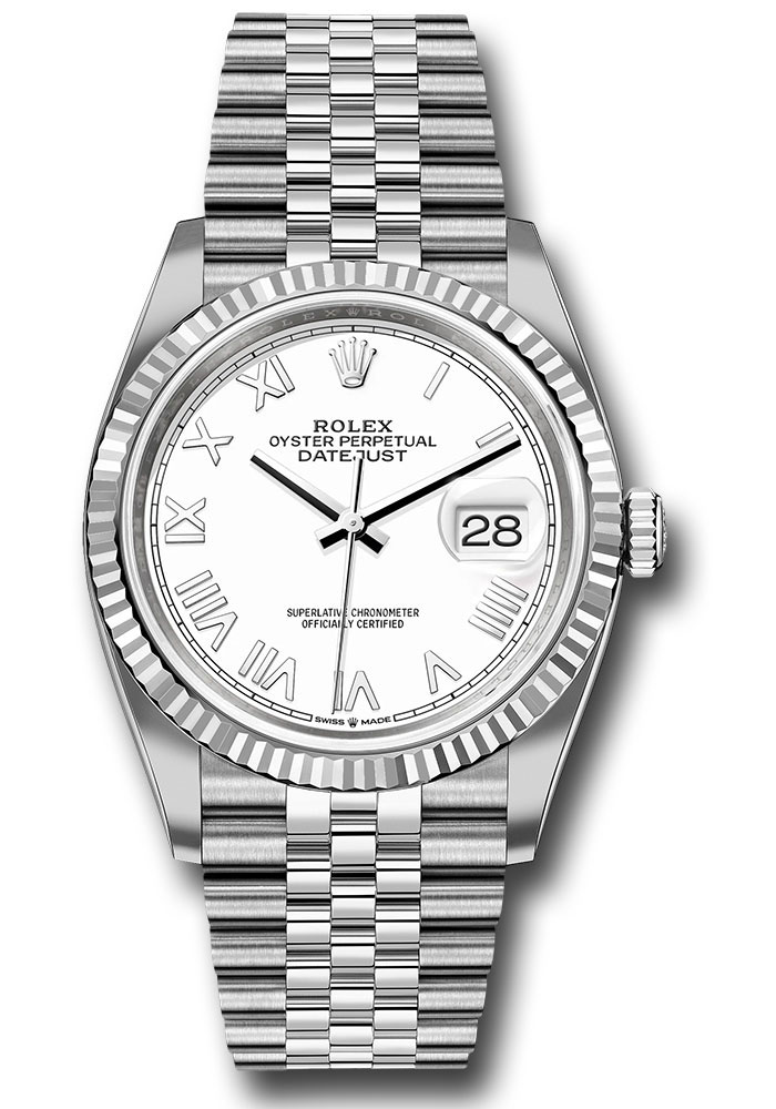 Rolex Watches - Datejust 36 Steel and White Gold - Fluted Bezel - Jubilee - Style No: 126234 whnrj