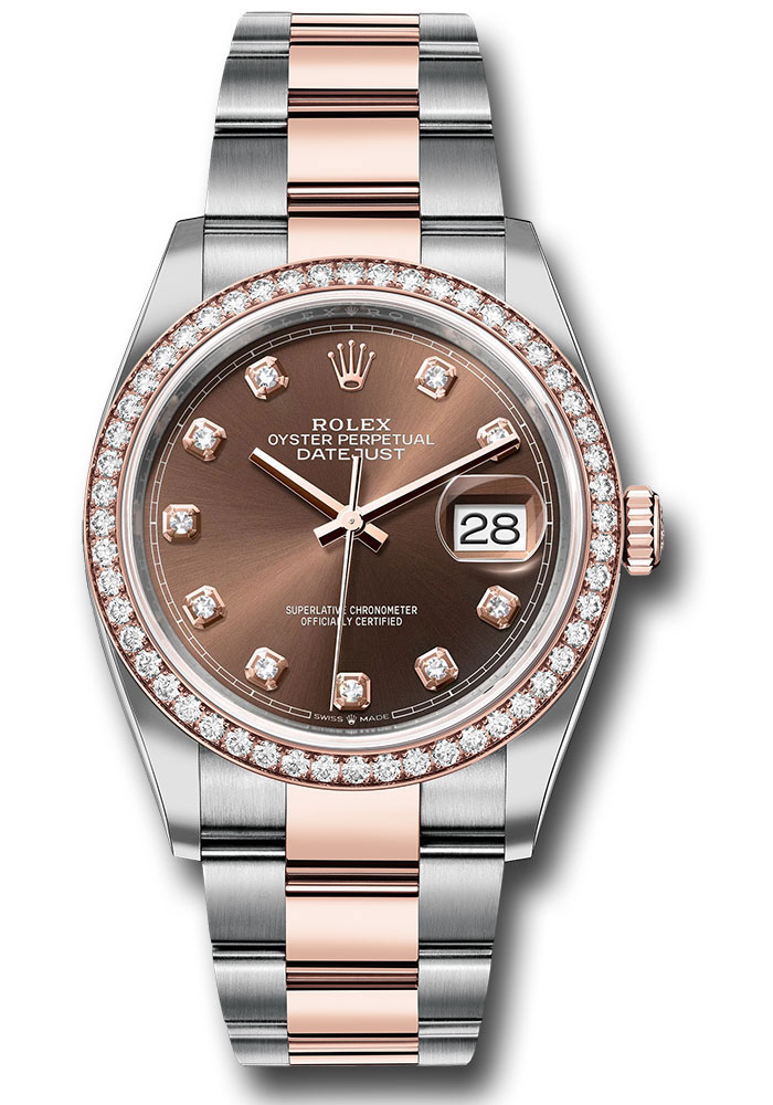 Rolex Watches - Datejust 36 Steel and Pink Gold - Diamond Bezel - Oyster - Style No: 126281rbr chodo