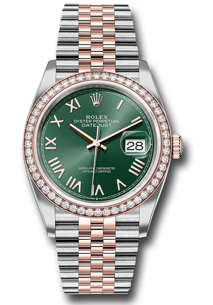 Rolex Watches - Datejust 36 Steel and Pink Gold - Diamond Bezel - Jubilee - Style No: 126281rbr mgnrj