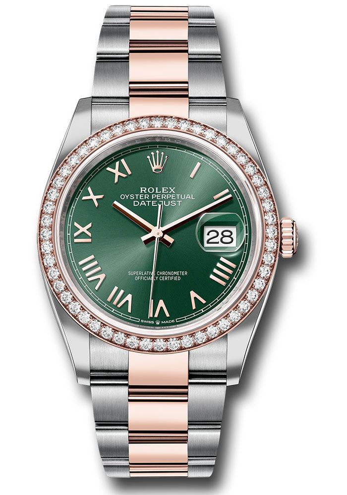 Rolex Watches - Datejust 36 Steel and Pink Gold - Diamond Bezel - Oyster - Style No: 126281rbr mgnro