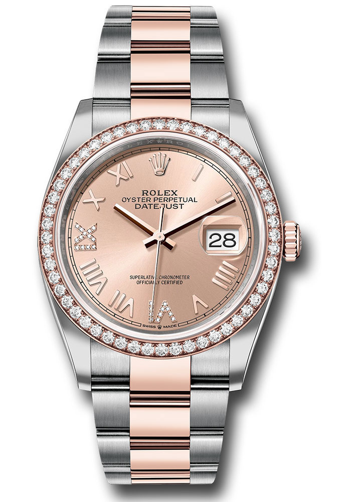 Rolex Watches - Datejust 36 Steel and Pink Gold - Diamond Bezel - Oyster - Style No: 126281rbr rodnr69o