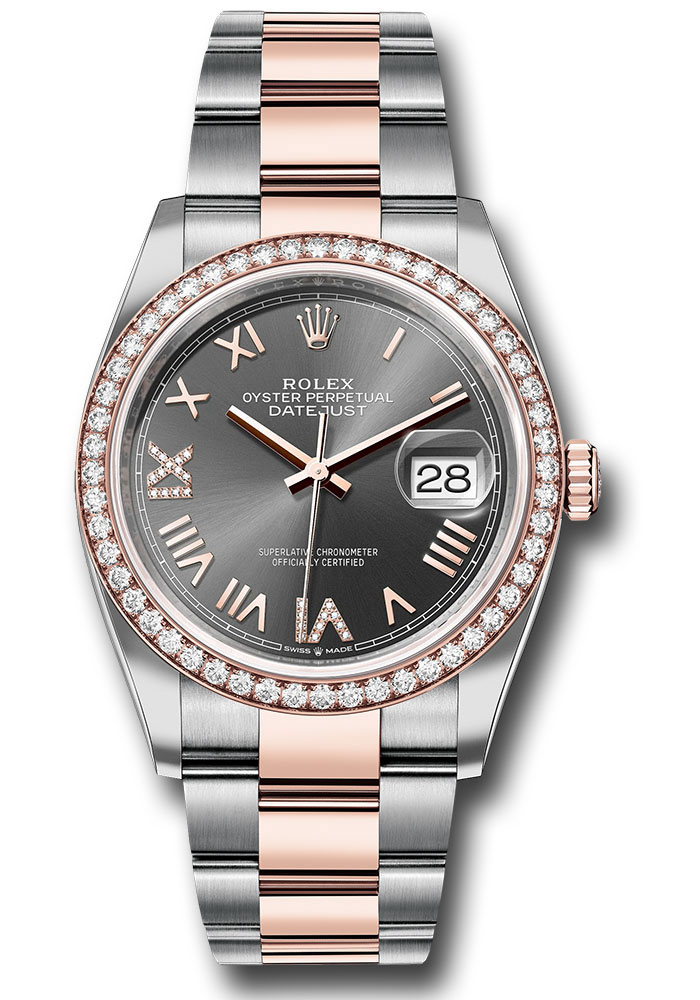 Rolex Watches - Datejust 36 Steel and Pink Gold - Diamond Bezel - Oyster - Style No: 126281rbr slgdnr69o
