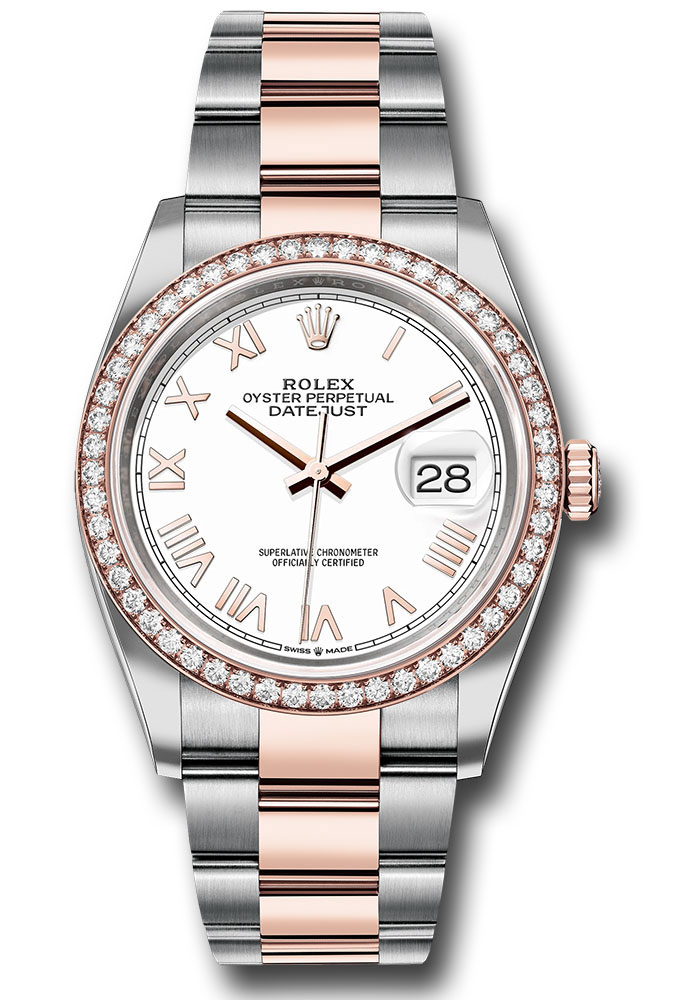 Rolex Watches - Datejust 36 Steel and Pink Gold - Diamond Bezel - Oyster - Style No: 126281rbr whnro