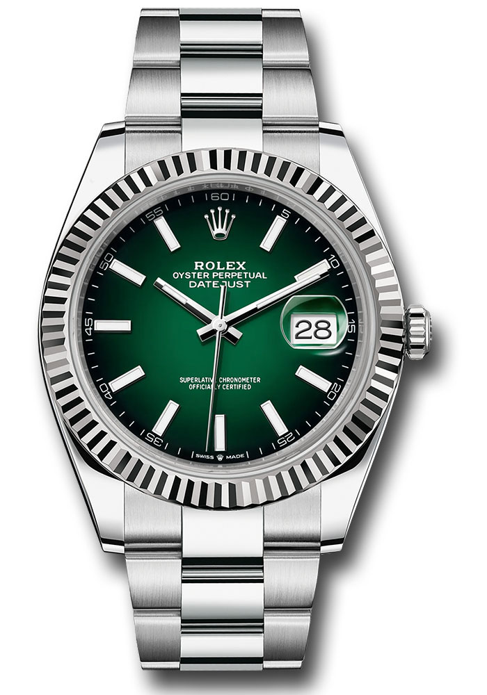 Rolex Watches - Datejust 41 Steel and White Gold - Fluted Bezel - Oyster - Style No: 126334 goio