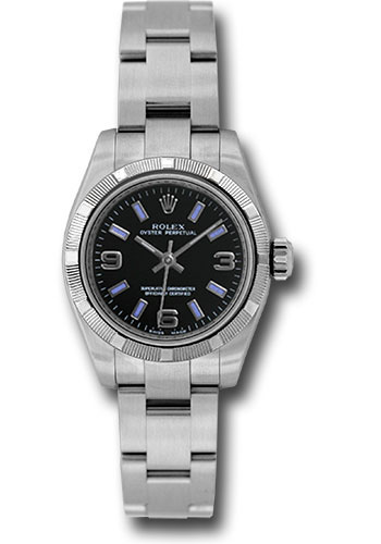 Rolex Watches - Oyster Perpetual No-Date Lady - Engine Turned Bezel - Style No: 176210 bkabio