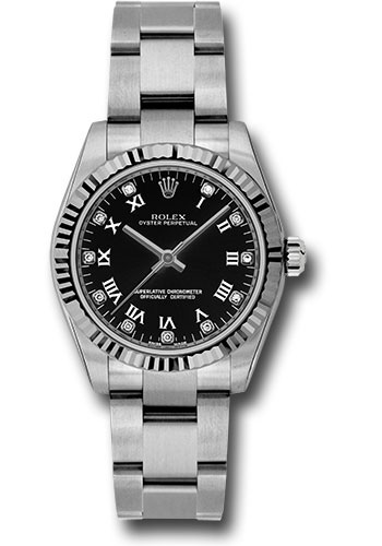 Rolex Watches - Oyster Perpetual No-Date Mid-Size - 31mm - Fluted Bezel - Style No: 177234 bkdo