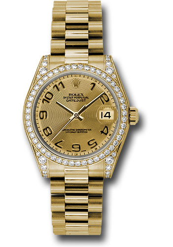 Rolex Watches - Datejust 31mm - Gold President Yellow Gold - Dia Bezel - Dia Case - Style No: 178158 chcap