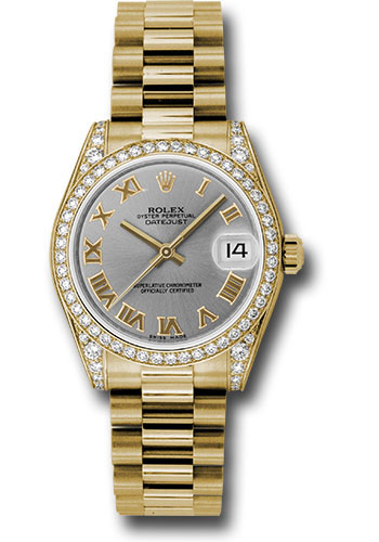 Rolex Watches - Datejust 31mm - Gold President Yellow Gold - Dia Bezel - Dia Case - Style No: 178158 grp