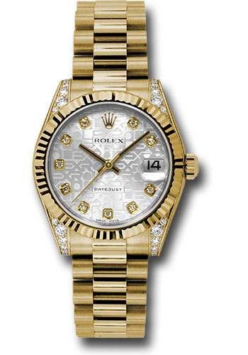 Rolex Watches - Datejust 31mm - Gold President Yellow Gold - Fluted Bezel - Dia Case - Style No: 178238 sjdp