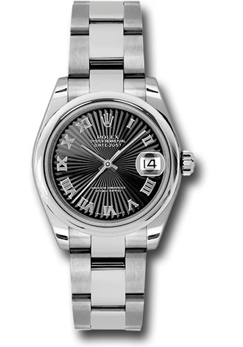 Rolex Watches - Datejust Mid-Size - Steel Domed Bezel - Oyster Bracelet - Style No: 178240bksbro