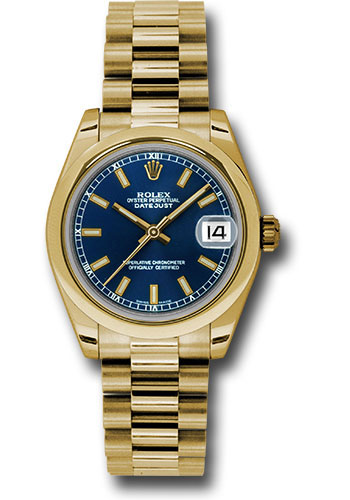 Rolex Watches - Datejust 31mm - Gold President Yellow Gold - Domed Bezel - Style No: 178248 blip