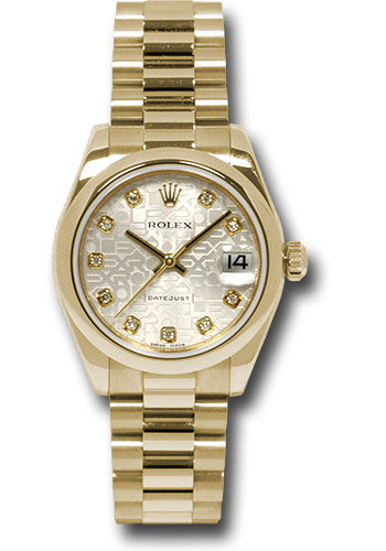 Rolex Watches - Datejust Mid-Size - Gold President Yellow Gold - Domed Bezel - President - Style No: 178248sjd