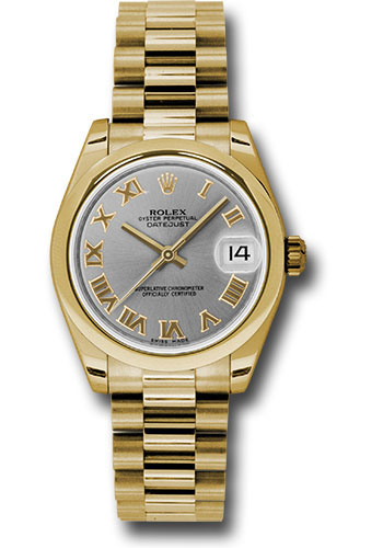 Rolex Watches - Datejust 31mm - Gold President Yellow Gold - Domed Bezel - Style No: 178248 grp