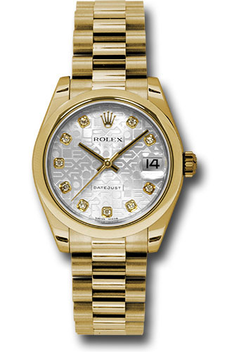 Rolex Watches - Datejust 31mm - Gold President Yellow Gold - Domed Bezel - Style No: 178248 sjdp