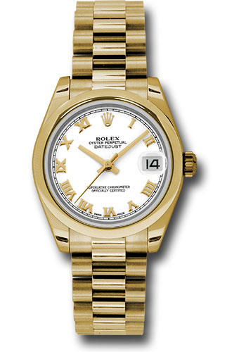 Rolex Watches - Datejust 31mm - Gold President Yellow Gold - Domed Bezel - Style No: 178248 wrp