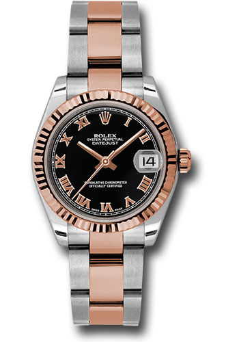 Rolex Watches - Datejust Mid-Size - Steel and Gold Pink Gold - Fluted Bezel - Oyster - Style No: 178271 bkro