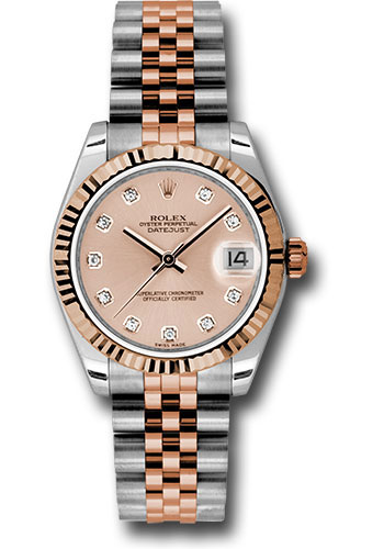 Rolex Watches - Datejust Mid-Size - Steel and Gold Pink Gold - Fluted Bezel - Jubilee - Style No: 178271 pchdj