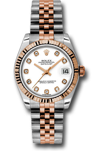 Rolex Watches - Datejust Mid-Size - Steel and Gold Pink Gold - Fluted Bezel - Jubilee - Style No: 178271 wdj