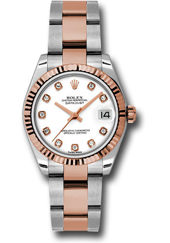 Rolex Watches - Datejust Mid-Size - Steel and Gold Pink Gold - Fluted Bezel - Oyster - Style No: 178271 wdo