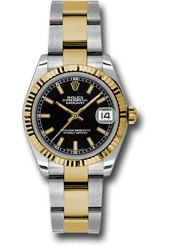 Rolex Watches - Datejust 31mm - Steel and Gold Yellow Gold - Fluted Bezel - Oyster - Style No: 178273 bkio
