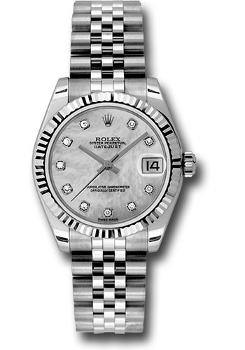 Rolex Watches - Datejust Mid-Size - Steel Fluted Bezel - Jublilee Bracelet - Style No: 178274mdj