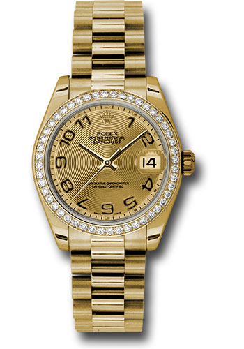 Rolex Watches - Datejust 31mm - Gold President Yellow Gold - Dia Bezel - Style No: 178288 chcap