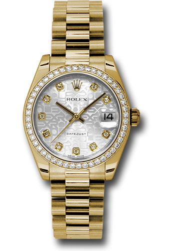 Rolex Watches - Datejust 31mm - Gold President Yellow Gold - Dia Bezel - Style No: 178288 sjdp