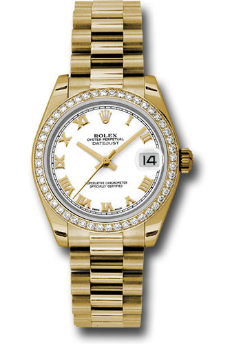 Rolex Watches - Datejust 31mm - Gold President Yellow Gold - Dia Bezel - Style No: 178288 wrp