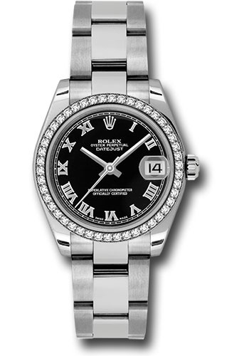 Rolex Watches - Datejust 31mm - Steel 46 Diamond Bezel - Oyster Bracelet - Style No: 178384 bkro