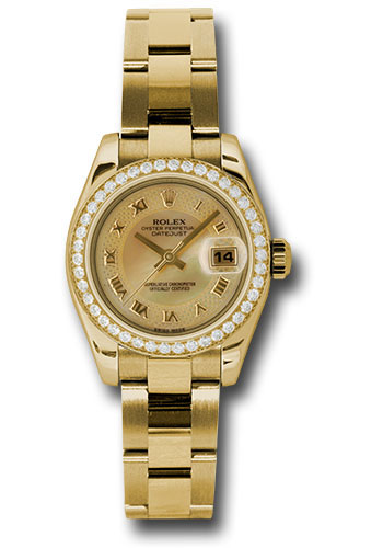 Rolex Watches - Datejust Lady - Gold President Yellow Gold - Dia Bezel - Oyster - Style No: 179138 chmdro