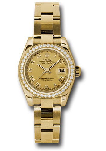 Rolex Watches - Datejust Lady - Gold President Yellow Gold - Dia Bezel - Oyster - Style No: 179138 chro