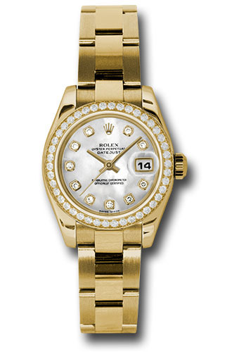Rolex Watches - Datejust Lady - Gold President Yellow Gold - Dia Bezel - Oyster - Style No: 179138 mdo