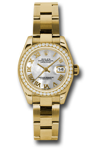 Rolex Watches - Datejust Lady - Gold President Yellow Gold - Dia Bezel - Oyster - Style No: 179138 mro