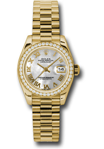 Rolex Watches - Datejust Lady - Gold President Yellow Gold - Dia Bezel - President - Style No: 179138mrp