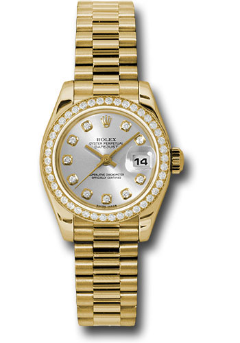 Rolex Watches - Datejust Lady - Gold President Yellow Gold - Dia Bezel - President - Style No: 179138sdp