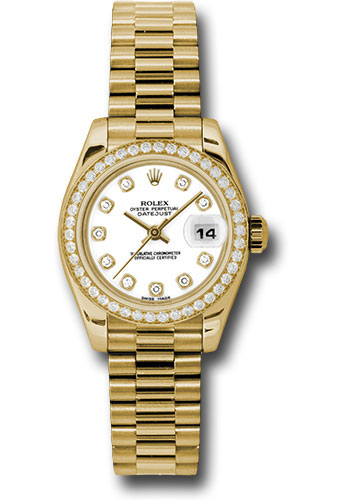 Rolex Watches - Datejust Lady - Gold President Yellow Gold - Dia Bezel - President - Style No: 179138wdp