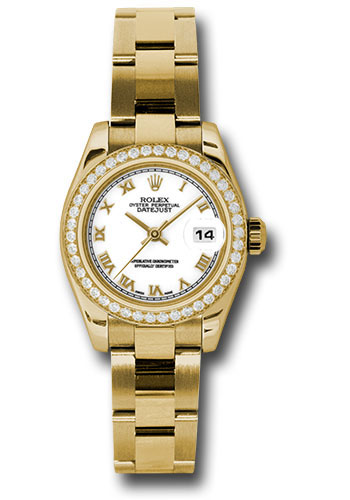 Rolex Watches - Datejust Lady - Gold President Yellow Gold - Dia Bezel - Oyster - Style No: 179138 wro