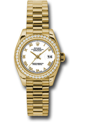 Rolex Watches - Datejust Lady - Gold President Yellow Gold - Dia Bezel - President - Style No: 179138wrp