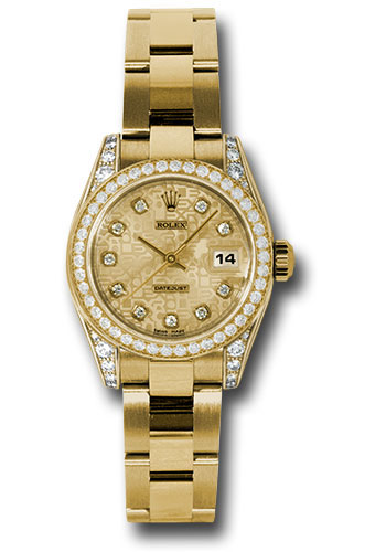 Rolex Watches - Datejust Lady - Gold President Yellow Gold - Dia Bezel - Oyster - Style No: 179158 chjdo