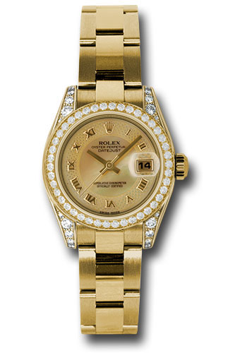 Rolex Watches - Datejust Lady - Gold President Yellow Gold - Dia Bezel - Oyster - Style No: 179158 chmdro