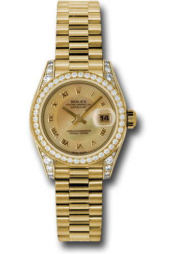 Rolex Watches - Datejust Lady - Gold President Yellow Gold - Dia Bezel - President - Style No: 179158chmdrp