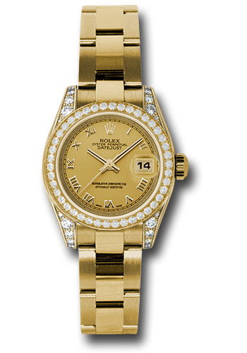 Rolex Watches - Datejust Lady - Gold President Yellow Gold - Dia Bezel - Oyster - Style No: 179158 chro