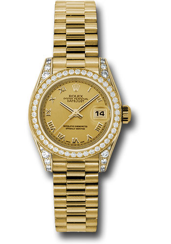 Rolex Watches - Datejust Lady - Gold President Yellow Gold - Dia Bezel - President - Style No: 179158chrp
