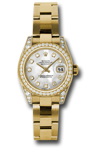 Rolex Watches - Datejust Lady - Gold President Yellow Gold - Dia Bezel - Oyster - Style No: 179158 mdo