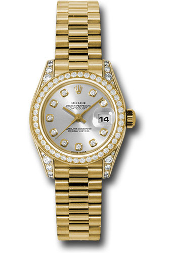 Rolex Watches - Datejust Lady - Gold President Yellow Gold - Dia Bezel - President - Style No: 179158sdp