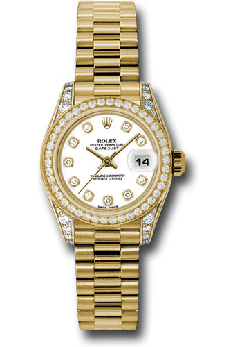 Rolex Watches - Datejust Lady - Gold President Yellow Gold - Dia Bezel - President - Style No: 179158wdp