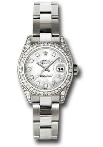 Rolex Watches - Datejust Lady - Gold President White Gold - Dia Bezel - Oyster - Style No: 179159mdo