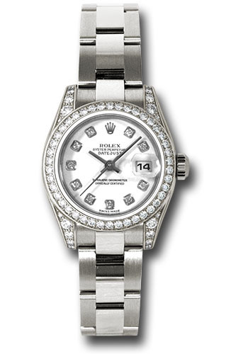 Rolex Watches - Datejust Lady - Gold President White Gold - Dia Bezel - Oyster - Style No: 179159wdo