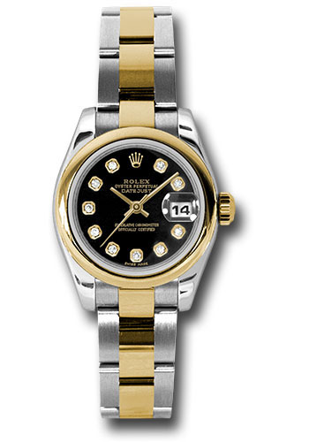 Rolex Watches - Datejust Lady - Steel and Gold Yellow Gold - Domed Bezel - Oyster - Style No: 179163 bkdo